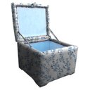 Ver imagem 1 de Puff Dado Bau Suite Guarda Volumes 45x45x45 Cm - Cor Floral Ramo Azul