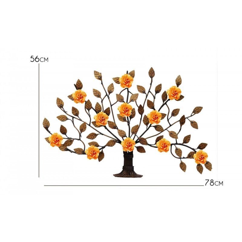 Arvore de Flores de Ferro para Sala de Jantar Artesanal Decorativo - Laranja - 2