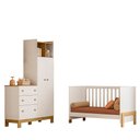 Ver imagem 4 de Kit Quarto de Bebê Flora Guarda Roupa Cômoda Berço Mini Cama Colchão 130x70 D18 Qmovi