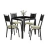 Conjunto De Mesa Tubular Malva Com 4 Cadeiras 151 Tampo De Vidro 75cm Preto Assento Cedro Artefamol  - 1