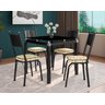 Conjunto De Mesa Tubular Malva Com 4 Cadeiras 151 Tampo De Vidro 75cm Preto Assento Cedro Artefamol  - 2
