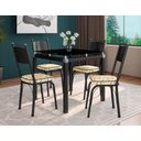 Ver imagem 2 de Conjunto De Mesa Tubular Malva Com 4 Cadeiras 151 Tampo De Vidro 75cm Preto Assento Cedro Artefamol