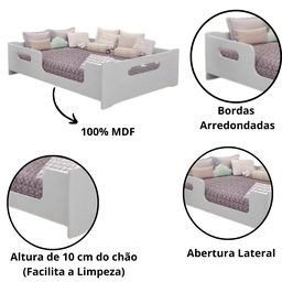 Cama Casal Montessori Encanto Proteção Grade + Colchão Casal - 5
