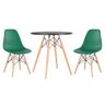 KIT - Mesa redonda Eames 70 cm preto + 2 cadeiras Eiffel DSW Verde escuro - 1