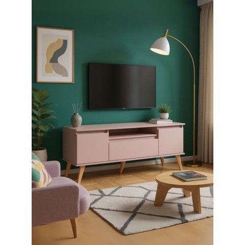 Rack para TV 150cm Retro MDF Rosa Dallas - On Móveis