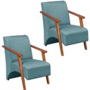 Ver imagem 1 de Kit 2 Poltrona Venus 1 Lugar Braço Madeira Maciça Tecido Suede Unidecor Turquesa