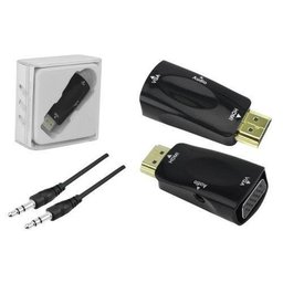 Plug Conversor HDMI x Vga com Saida R+L Preto Chip Sce - 1