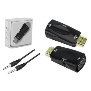 Plug Conversor HDMI x Vga com Saida R+L Preto Chip Sce