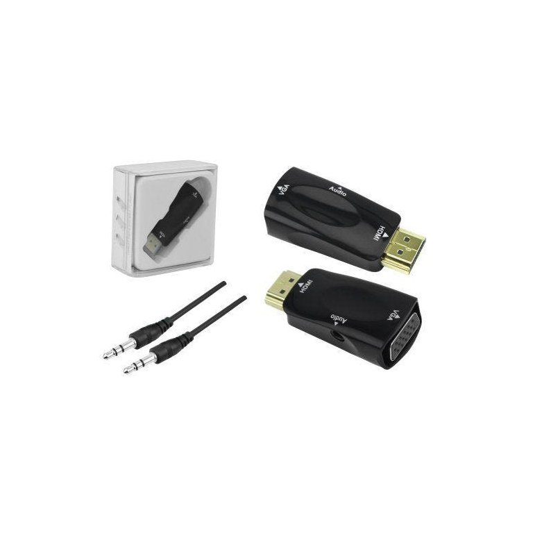 Plug Conversor HDMI x Vga com Saida R+L Preto Chip Sce