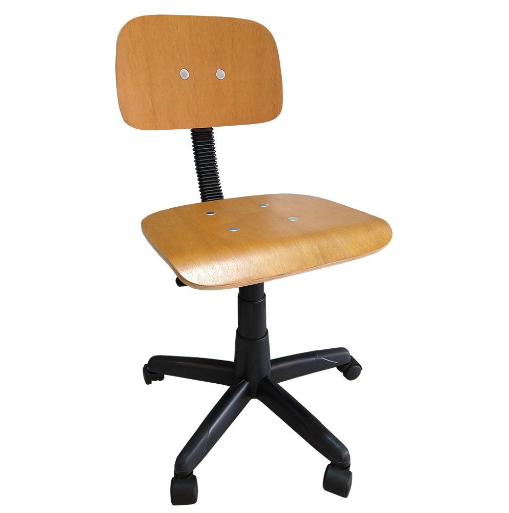 Cadeira Costureira Giratória De Madeira Com Rodinha Para Costura Confecção Regulagem Altura
