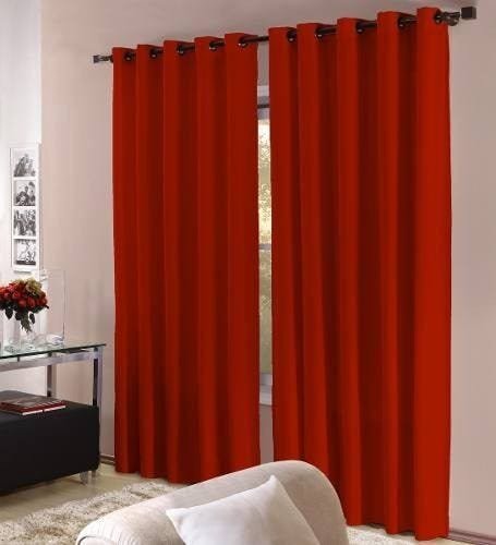 Kit 3 Cortinas Barcelona 300x250m - Cores - Vermelha - 1