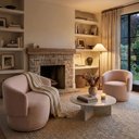 Ver imagem 1 de Conjunto Poltrona + Namoradeira Decorativa Orgânica Beatriz Boucle Rosê- Montanaris Decor