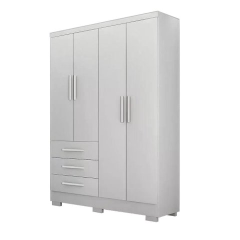 Guarda Roupa Encant 4 Portas 3 Gavetas Cor:branco