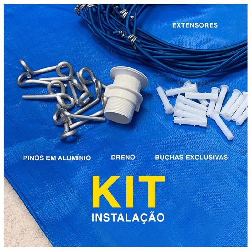 Capa Piscina Azul Ck300 8x4 Metros Ilhós a Cada Metro + Kit - 3