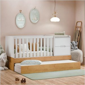 Berço Laqueado 100% Mdf Formare C/ Gavetas e Nicho Branco Soft Freijó 61509 Matic Moveis