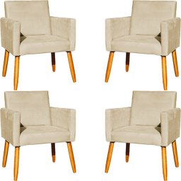 Kit 4 Poltrona para Sala Recepção Consultório Cadeira Nina Suede Cores Pés Palito - 1