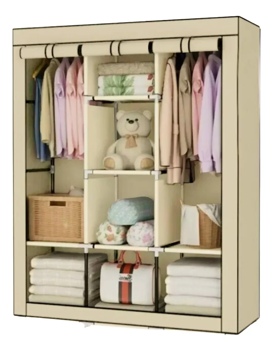 Ver imagem 1 de Guarda Roupa Portátil Dobrável Cor Bege