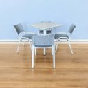 Ver imagem 1 de Jogo Mesa Quadrada 70x70 para Restaurante Comércio com 4 Cadeiras Iso Cinza Base Branca