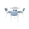 Jogo Mesa Quadrada 70x70 para Restaurante Comércio com 4 Cadeiras Iso Cinza Base Branca - 4