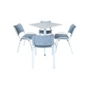 Ver imagem 4 de Jogo Mesa Quadrada 70x70 para Restaurante Comércio com 4 Cadeiras Iso Cinza Base Branca