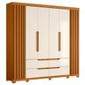 Guarda Roupa Doble Casal Ripado 6 Portas 4 Gavetas Albatroz Cor Cinamomo Off White - 1