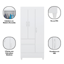 Ver imagem 7 de Guarda-Roupa Solteiro 3 Portas 2 Gavetas Wend Branco/Rosa/Branco Flex