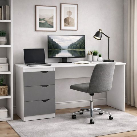 Escrivaninha Home Office 3 Gavetas 163cm Porto Politorno Móveis