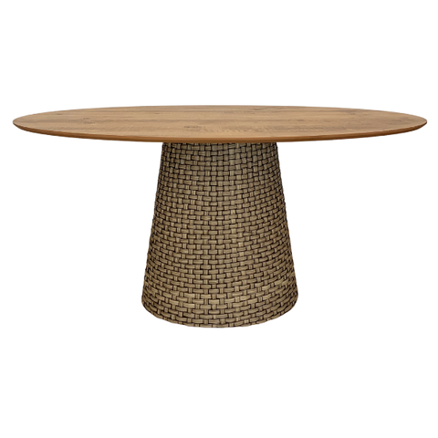 Mesa De Jantar Cone Oval 198x122 cm Tampo Antíqua Base Fibra Sintética Personal Decor Mesa de Jantar