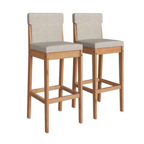 Kit 2 Banquetas Altas Arezzo para Bancada e Cozinha com Design Moderno - Amêndoa