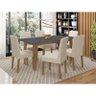Mesa de Jantar 160cm Liz com Vidro Carvalho Grafite e 6 Cadeiras Josi Liso Carvalho Fendi – Poliman - 6
