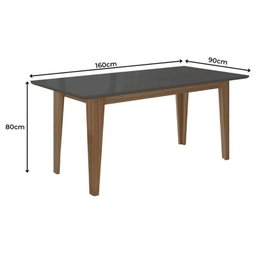 Mesa de Jantar 160cm Liz com Vidro Carvalho Grafite e 6 Cadeiras Josi Liso Carvalho Fendi – Poliman - 2