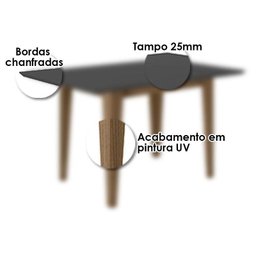 Mesa de Jantar 160cm Liz com Vidro Carvalho Grafite e 6 Cadeiras Josi Liso Carvalho Fendi – Poliman - 4