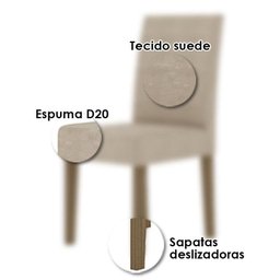 Mesa de Jantar 160cm Liz com Vidro Carvalho Grafite e 6 Cadeiras Josi Liso Carvalho Fendi – Poliman - 5