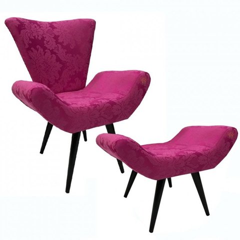 Poltrona e Puff Elegance Pé Palito 01 Pink