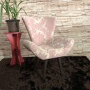 Ver imagem 3 de Poltrona Decorativa Elegance 402 Rosa com Dourado