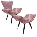 Ver imagem 1 de Poltrona com Puff Elegance Pé Palito 52 Rosa Retrô