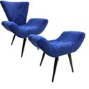 Ver imagem 1 de Poltrona e Puff Elegance Pé Palito 65 Azul Royal