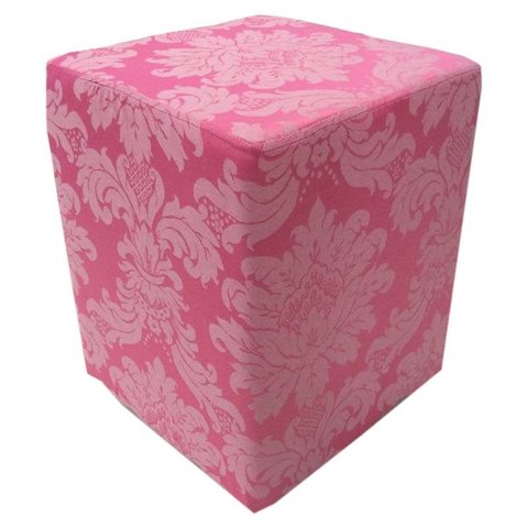Puff Jacquard Quadrado Rosa Forte