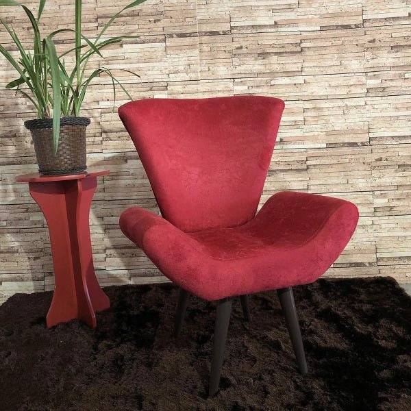 Poltrona Decorativa Elegance Sued Vermelho - 3