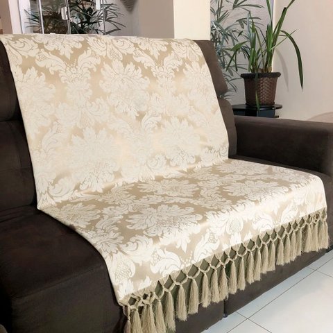 Manta de Sofá Jacquard Bege Forte 190x140