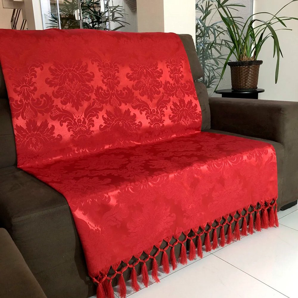 Manta de Sofá Jacquard Vermelho 190x140