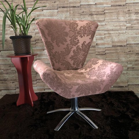 Poltrona Giratória Elegance 52 Rosa Retrô