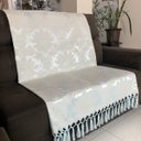 Ver imagem 1 de Manta de Sofá Jacquard Azul Claro com Bege 190x140