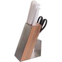 Ver imagem 3 de Cepo de Madeira e Aço Inox para Bancada Kort Suporte para Facas e Tesoura Domama