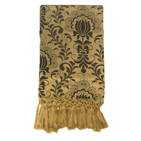 Manta de Sofá Jacquard Preto com Dourado 190x140