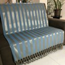 Ver imagem 1 de Manta de Sofá Jacquard Azul com Dourado 190x140