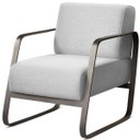 Ver imagem 2 de Kit 2 Poltronas para Sala e Escritório Base de Metal Mubai Linho Cinza