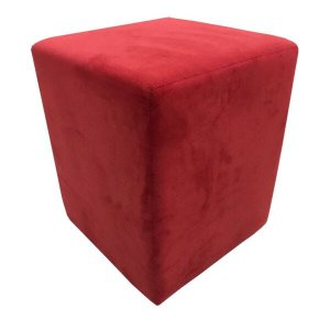 Puff Quadrado Sued Vermelho