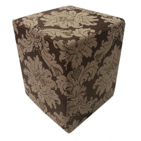 Puff Quadrado Jacquard Marrom com Bege