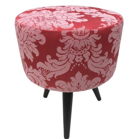 Puff Angel Redondo Pé Palito 217 Vermelho com Branco